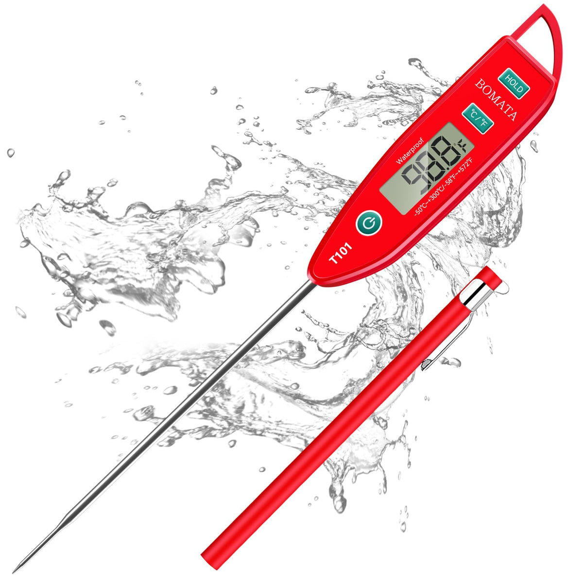 BOMATA Digital Water Thermometer for Liquid, Meat, Cooking, IPX7 Waterproof