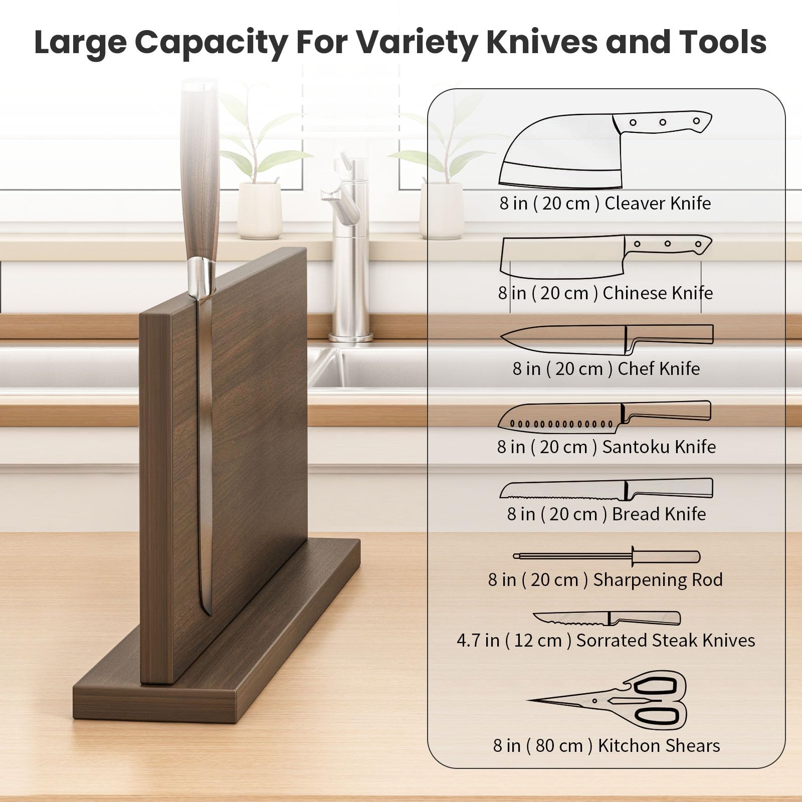 THMINS Large Magnetic Knife Holder, 16 x 9 Inch Magnetic Knife Block