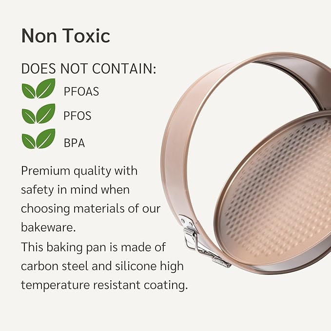 HAPPIELS Non-Toxic Nonstick 10-Inch Round Springform Cake Pan 3-inches deep | Cheesecake Leak Proof Baking Pan