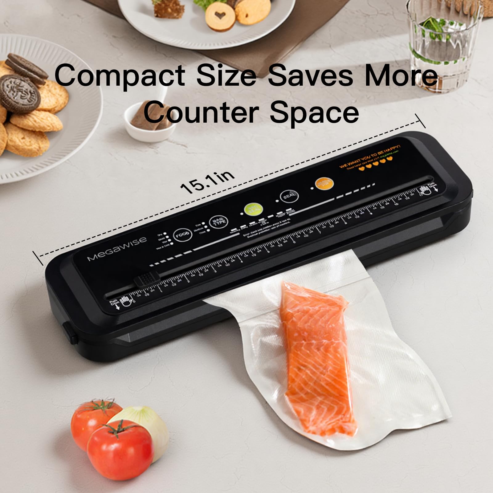 MegaWise Powerful and Compact Vacuum Sealer Machine One-Touch Automatic Food Sealer
