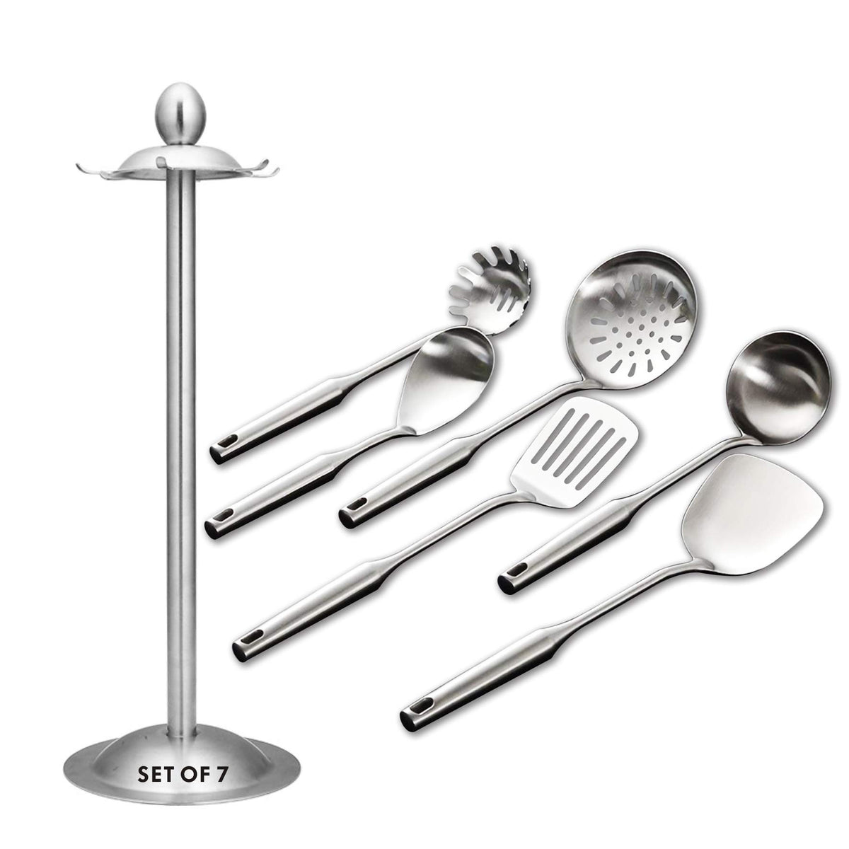 Spaghetti Spoon,304 Stainless Steel Pasta Spoon,Wooden Handle,14.2Inch