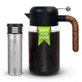LAFEECA Cold Brew Coffee Maker - Iced Tea Brewer with Airtight Lid - Stainless Dual Ultra Filter - Tritan Pitcher - 1500 ml / 51 oz - Black