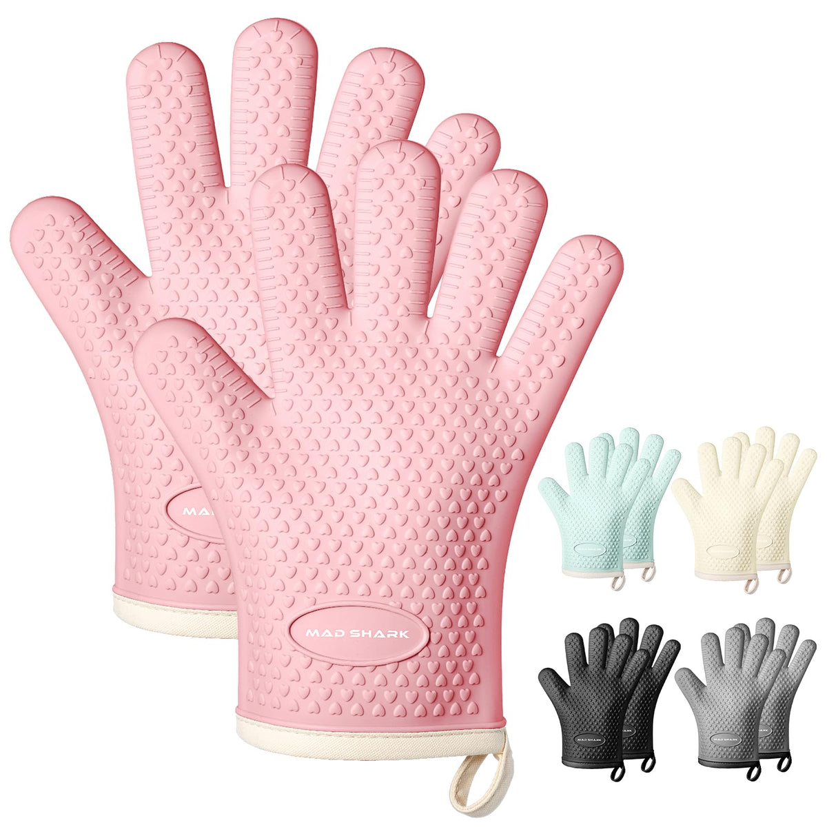 MAD SHARK Silicone Oven Mitts with Fingers Heat Resistant 450°F in Kitchen