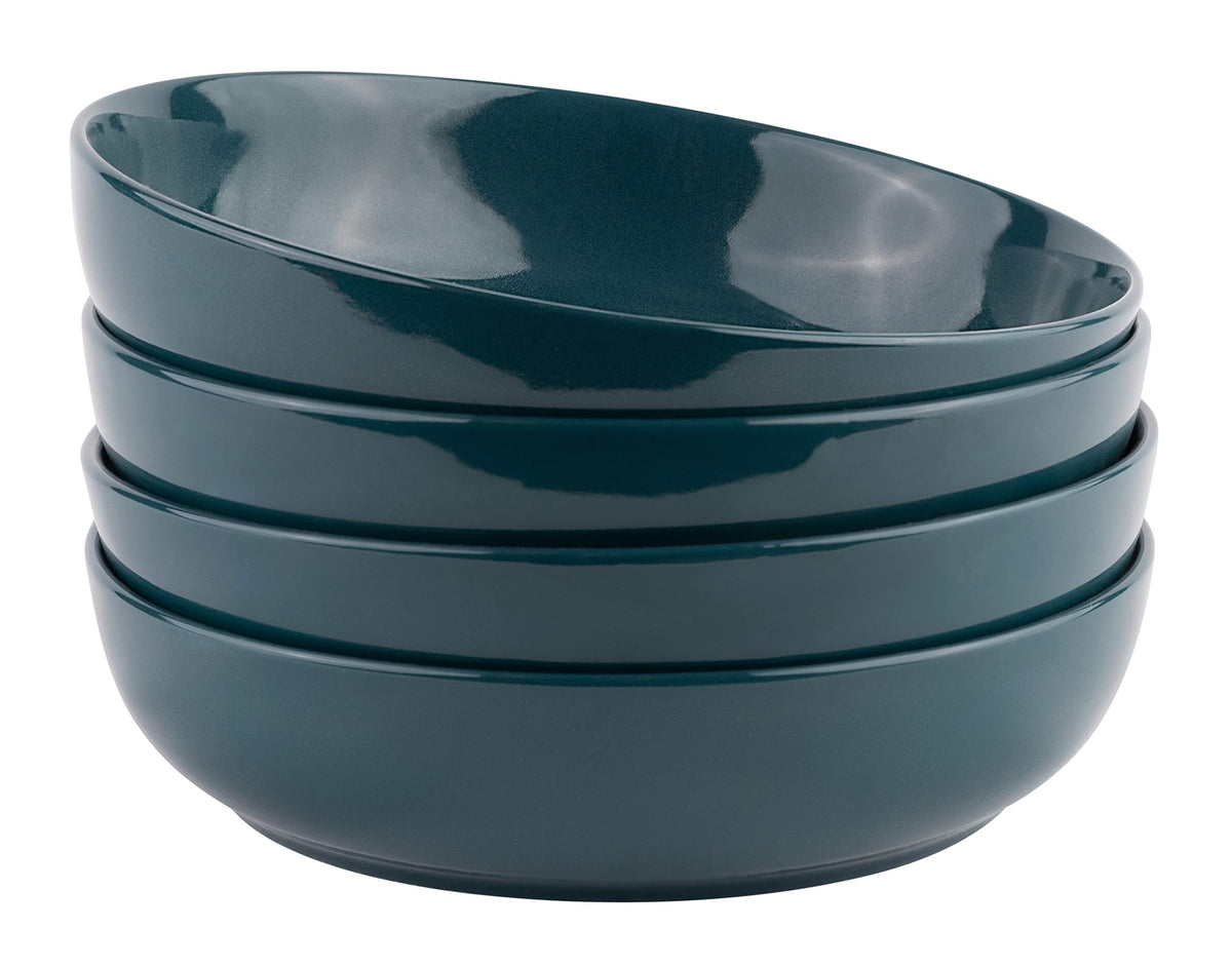 KooK Pasta Bowls, For Soups & Salads, Set of 4, 40 oz, Red