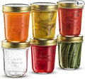 Bormioli Rocco Quattro Stagioni Mason Jar (Set of 6) - 10.75 Oz Wide Mouth Glass Jar with Airtight Twist Lid - Classic Beehive Embossed Design for Canning, Storage & Recipes - Made in Italy, BPA Free