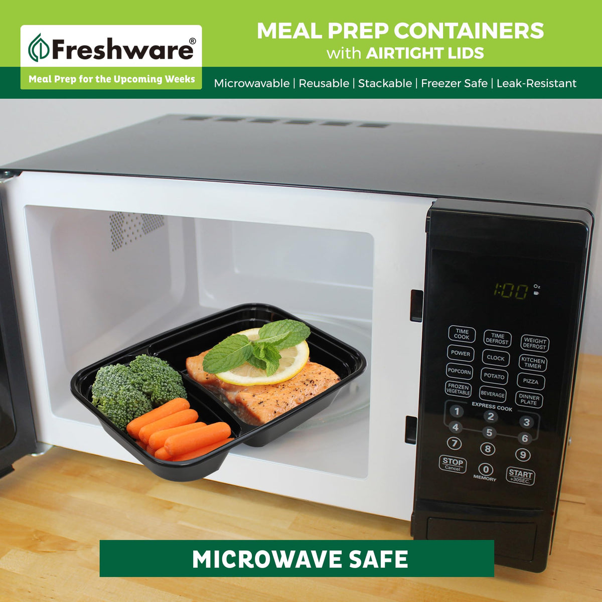 Freshware Meal Prep Containers [150 Pack] 2 Compartment with Lids, Food Storage Containers, Bento Box, BPA Free, Stackable, Microwave/Dishwasher/Freezer Safe (28 oz)