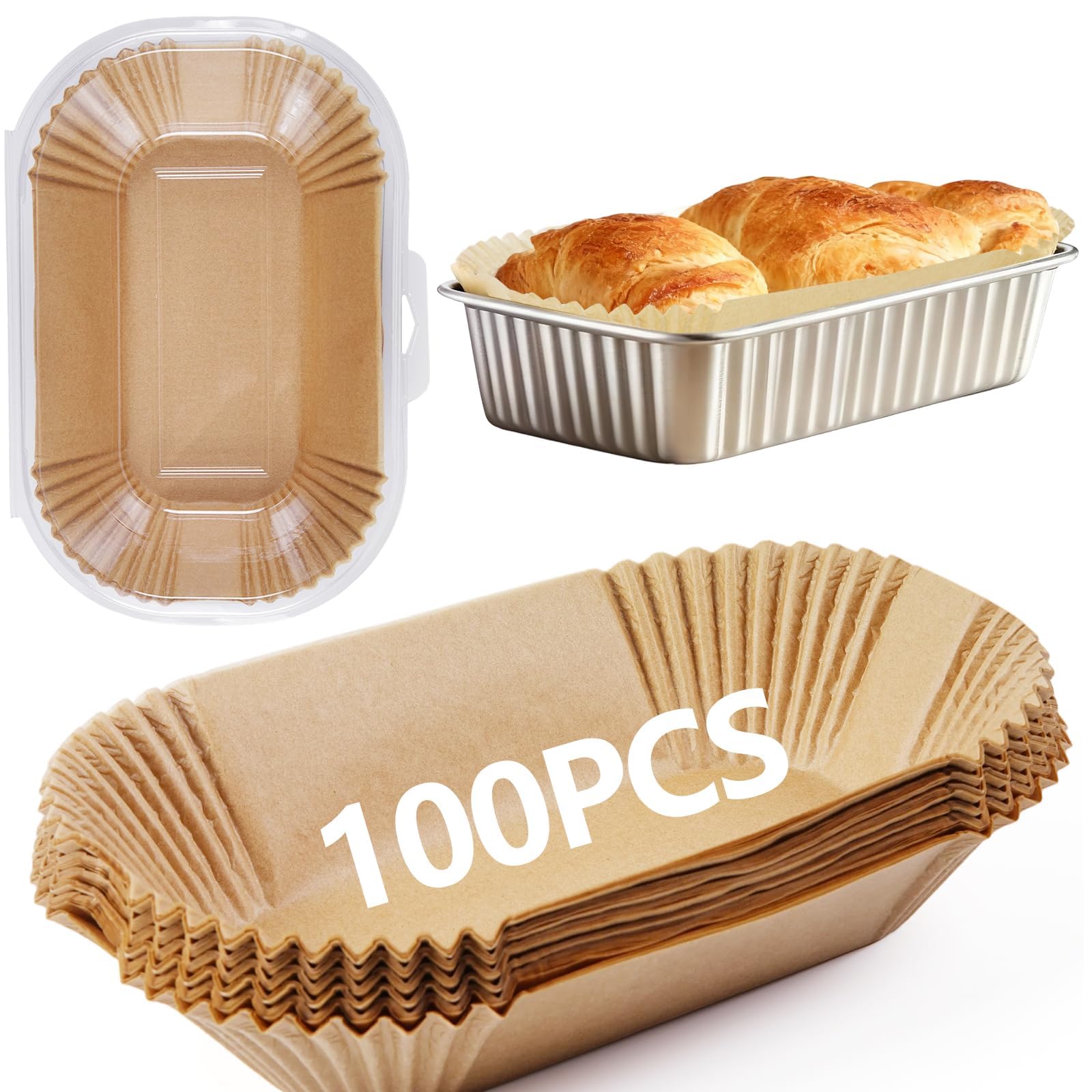 Loaf Pan Liners, 9x5In Air Fryer Liners Disposable, 100Pcs Loaf Pan Parchment Liners, Non-Stick Pre Formed parchment paper for baking, Rectangle Bread Pan Liners for Baking Bread for Ninja DZ201