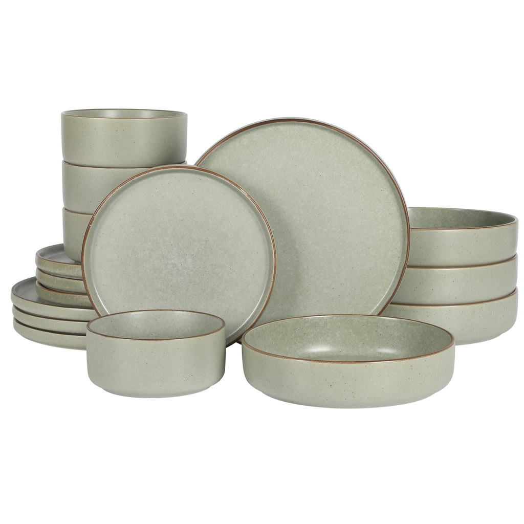 Gibson Elite Gelston Stoneware Matte Reactive Glaze 16 Piece (Service for 4) Plates and Bowl Dinnerware Set - Grey