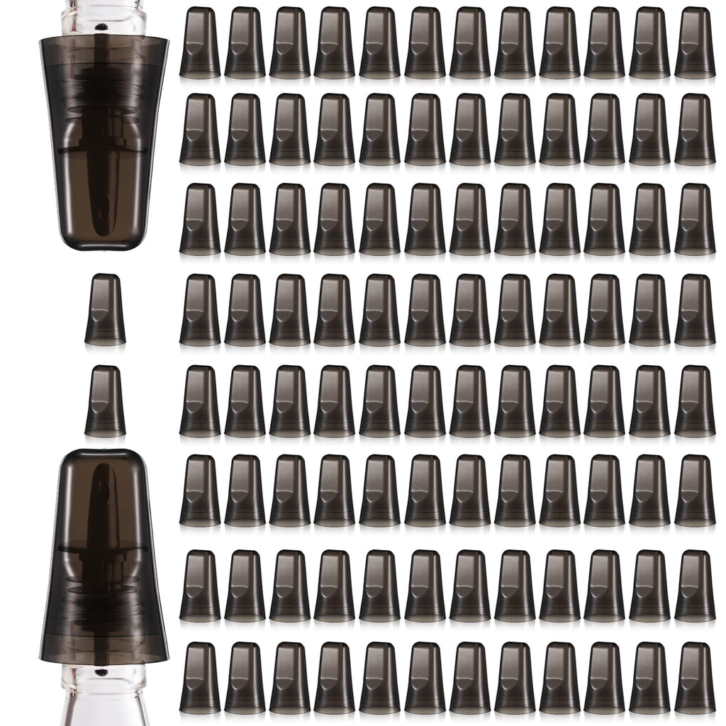 Chengu 24 Pieces Liquor Bottle Covers Pour Spout Covers Bar Toppers for Bottles Universal Pour Dispenser Dust Translucent Silicone Rubber Spout Caps for Bar Home Kitchen Tools Supplies (Black)