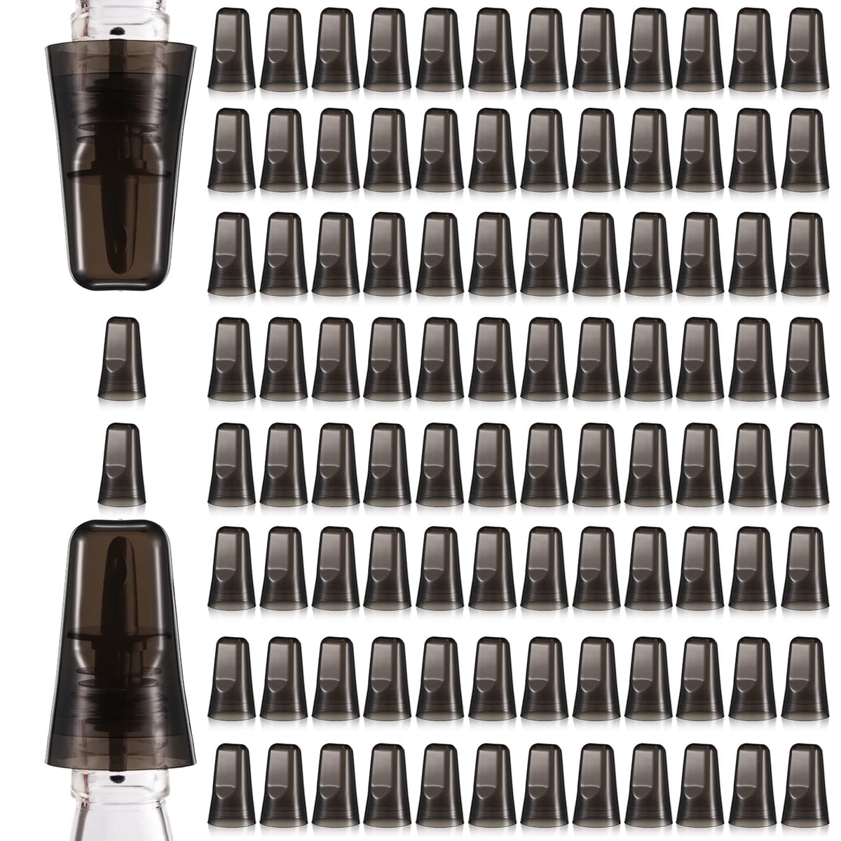 Chengu 24 Pieces Liquor Bottle Covers Pour Spout Covers Bar Toppers for Bottles Universal Pour Dispenser Dust Translucent Silicone Rubber Spout Caps for Bar Home Kitchen Tools Supplies (Black)