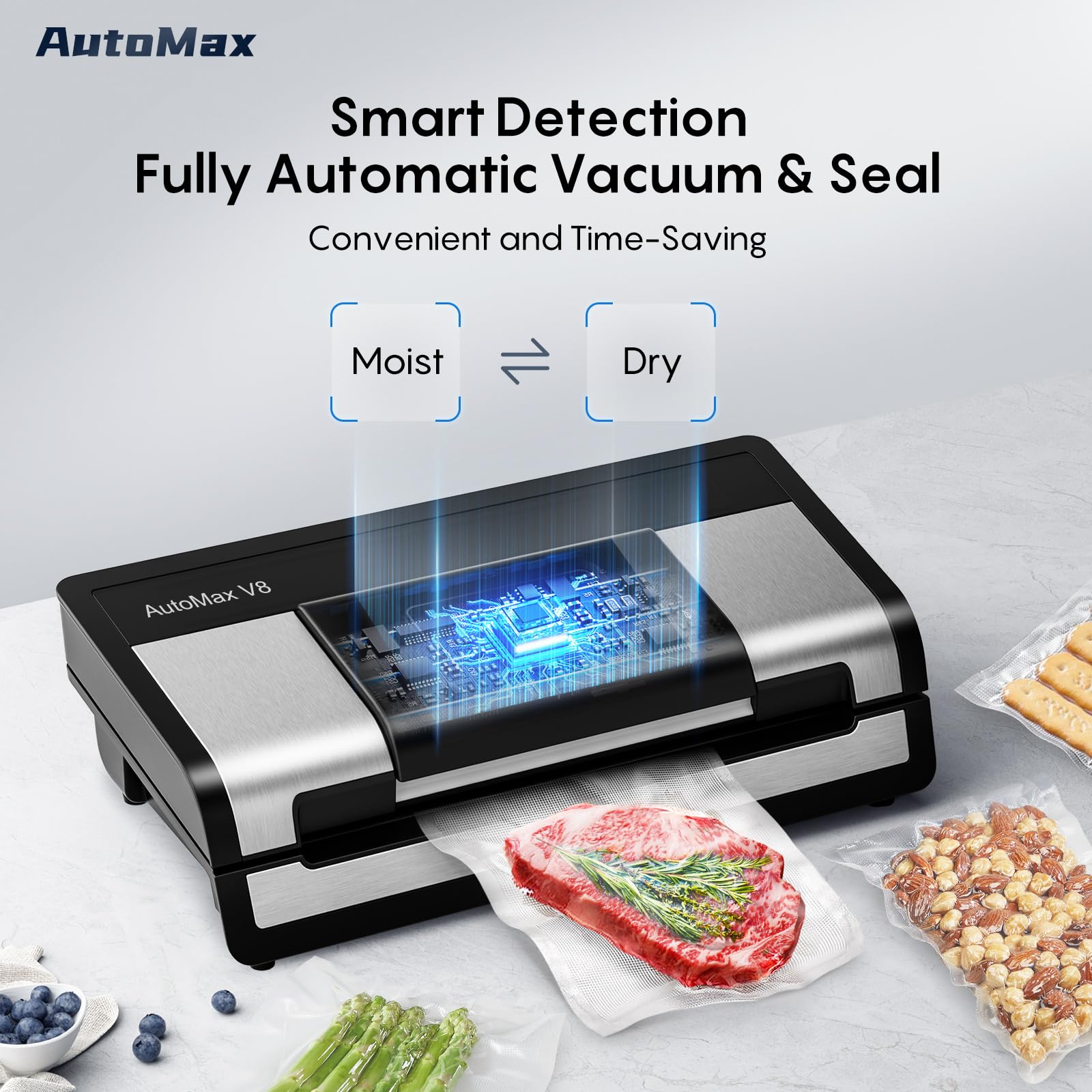 FRESKO Automatic 95Kpa Food Vacuum Sealer Machine, Auto Dry-Wet Detection