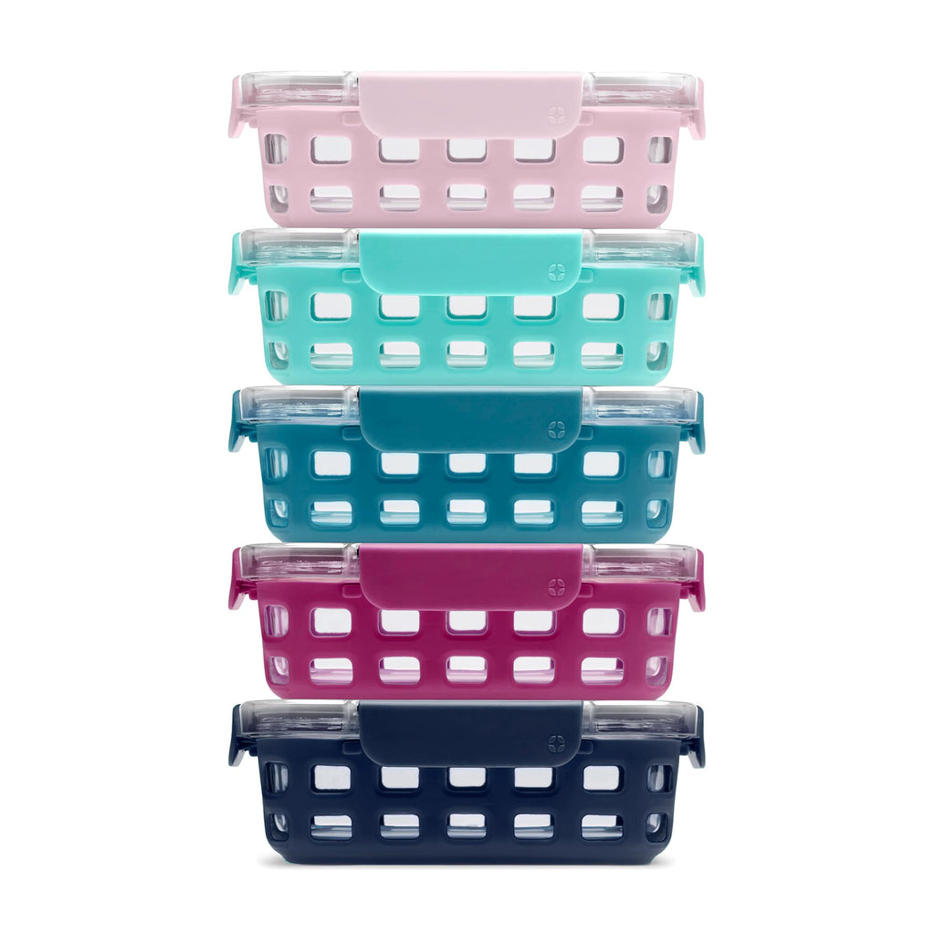 Ello Duraglass 3.4 Cup Glass Meal Prep Containers, 10 Pc, 5 Pack, Evening Orchard