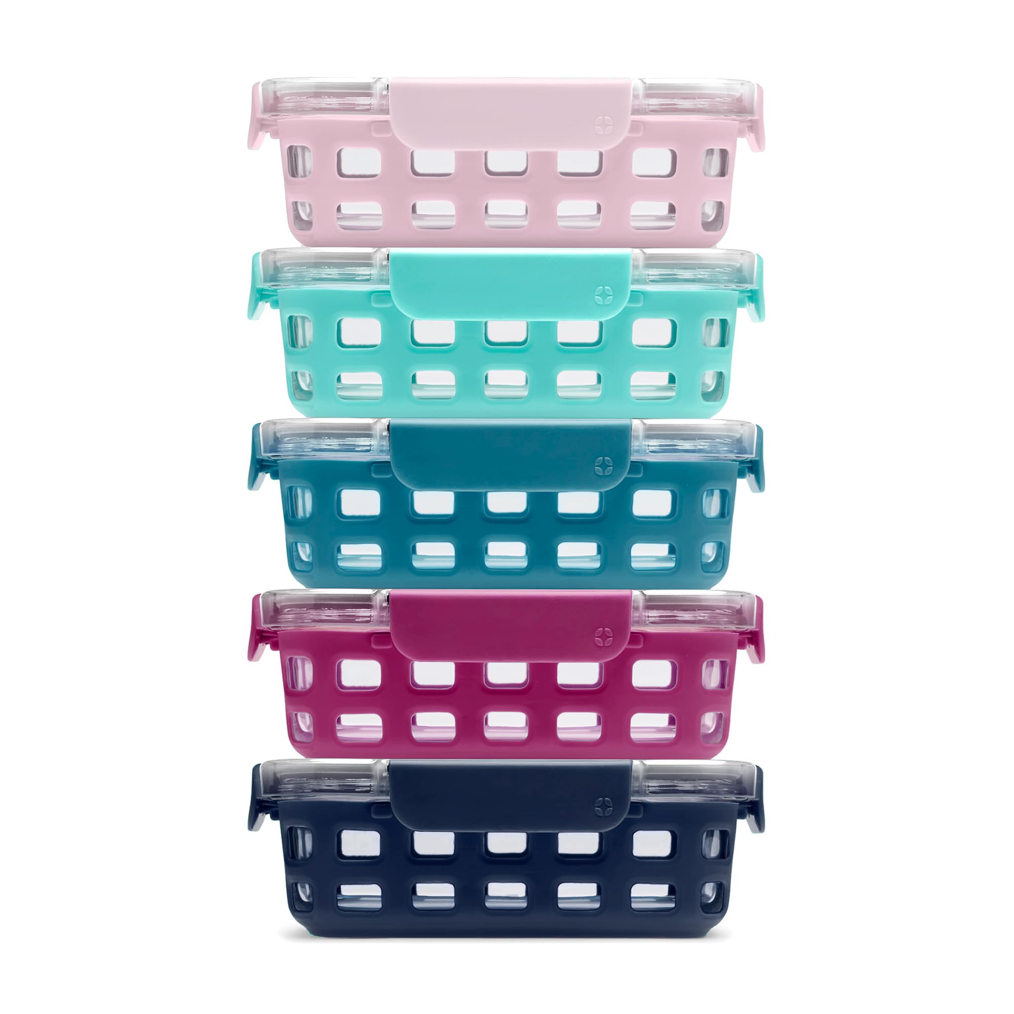 Ello Duraglass 3.4 Cup Glass Meal Prep Containers, 10 Pc, 5 Pack, Evening Orchard