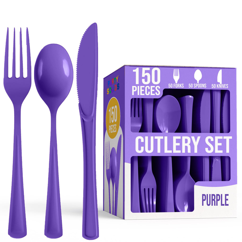 Party Solids Red Plastic Silverware 150 Pcs Red Cutlery Set