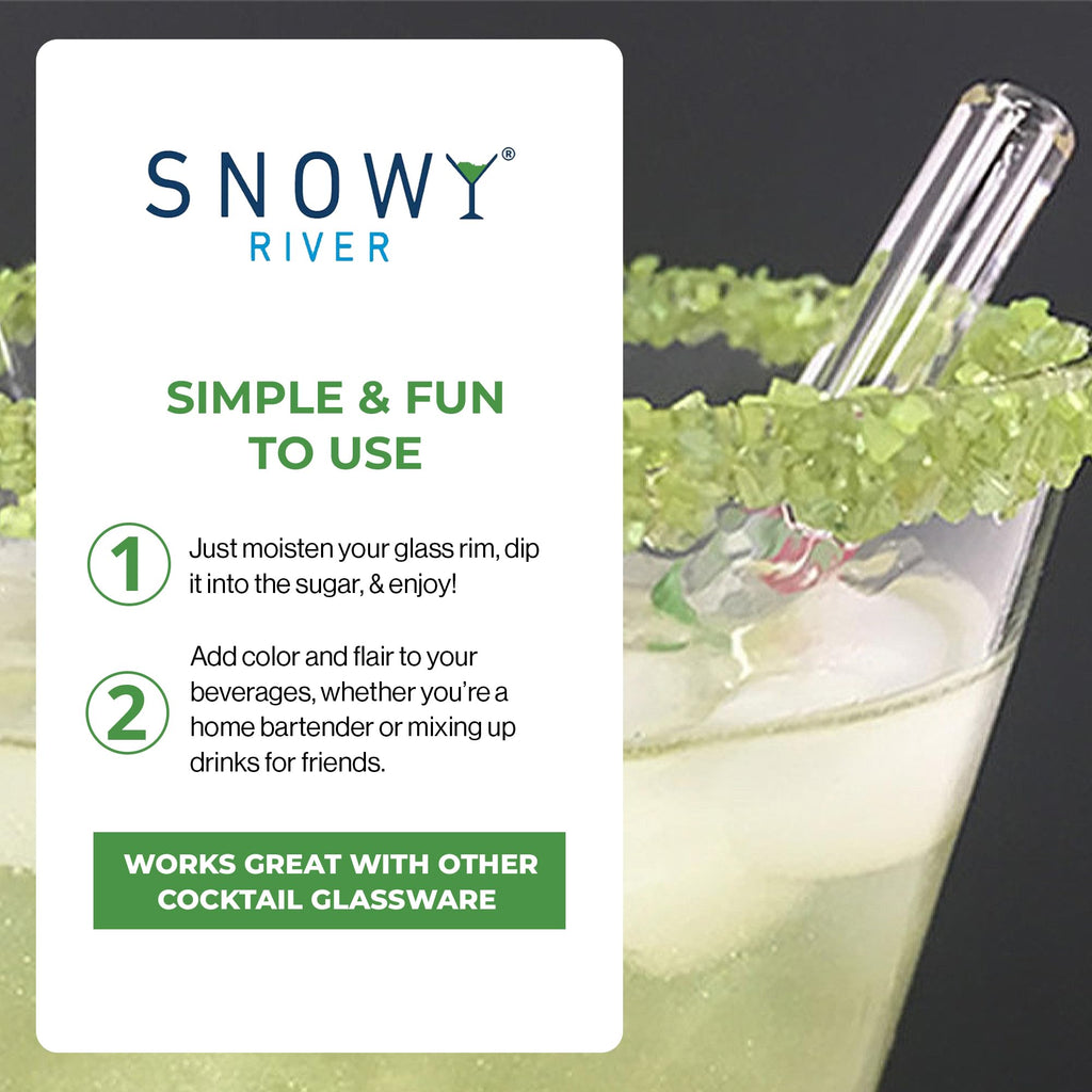 Snowy River Green, Cocktail & Margarita Sugar Rimmer - Vibrant Color Glass Rimming Sugar with Medium Crystal Texture - 16oz