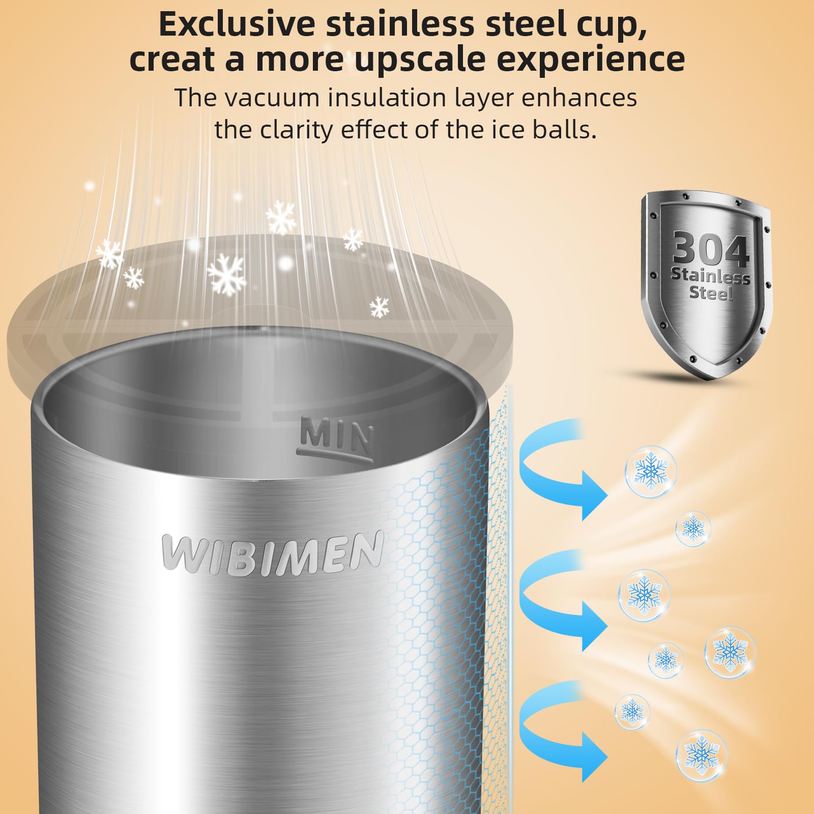 Clear Ice Cube Maker - 2.5" Ball - Stainless Steel Clear Ice Maker - Compact Design - for Whiskey, Cocktails, Bourbon - 8 PACK