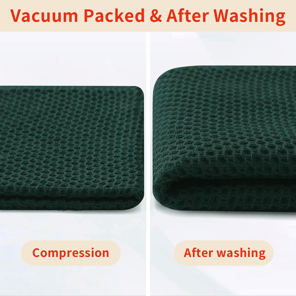 Homaxy 100% Cotton Waffle Weave Kitchen Dish Cloths, Ultra Soft Absorbent Quick Drying Dish Towels, 12 x 12 Inches, 6-Pack, Blackish Green