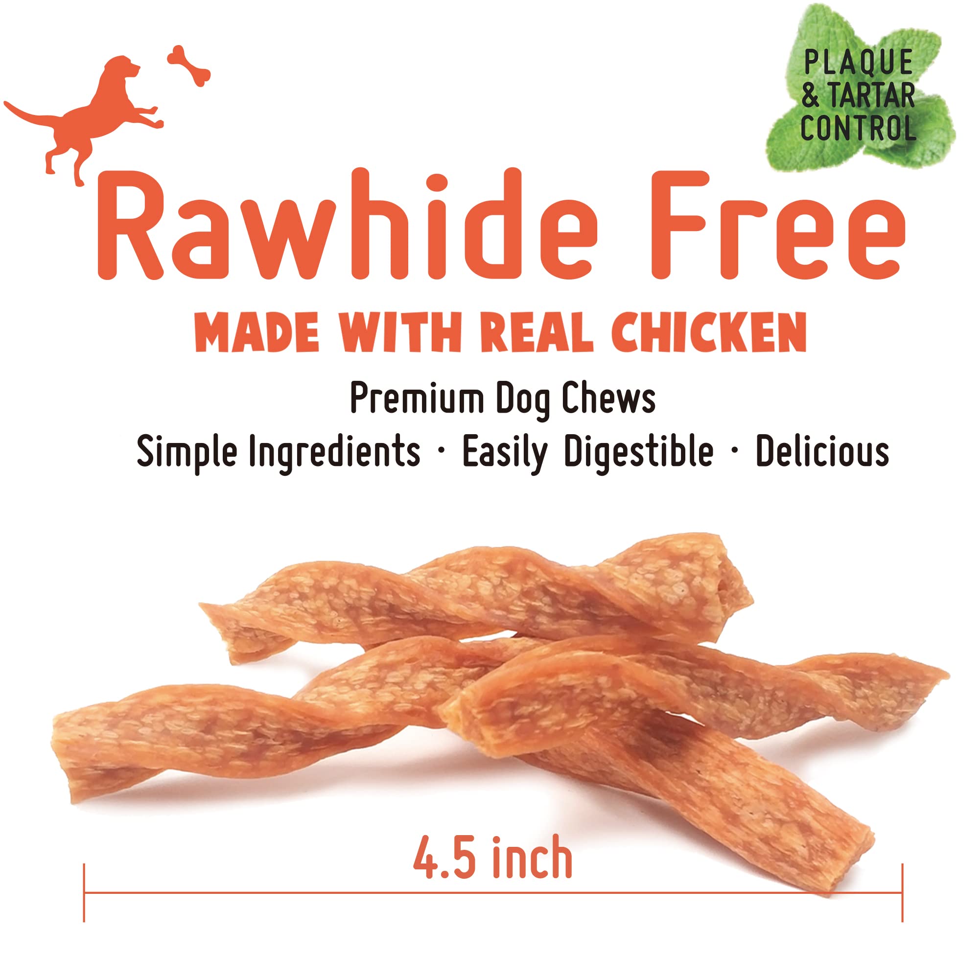 LuvChew Chicken Dog Chew Twist Sticks, Puffed Human Grade Chicken Dog Treat Sticks, Rawhide Alternative, Easy to Digest 20pcs/Pack