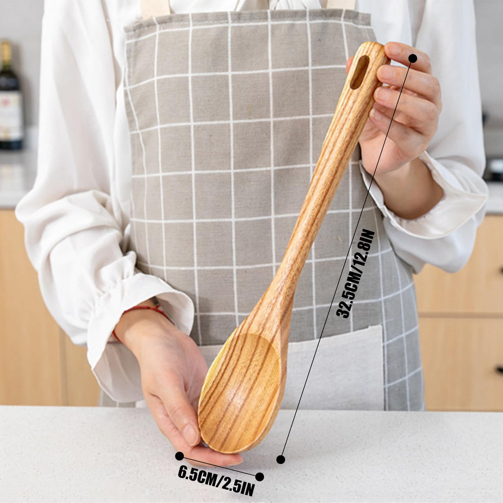 Zenxylo Wooden Spoons for Cooking, Wooden Cooking Spatula Turner and Spoon Set, 2-Piece, Sturdy, Lightweight and Heat Resistant
