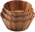 Wooden Salad Bowl Set of 3, Round 12" 10" 8" Wood Bowls for Serving Food