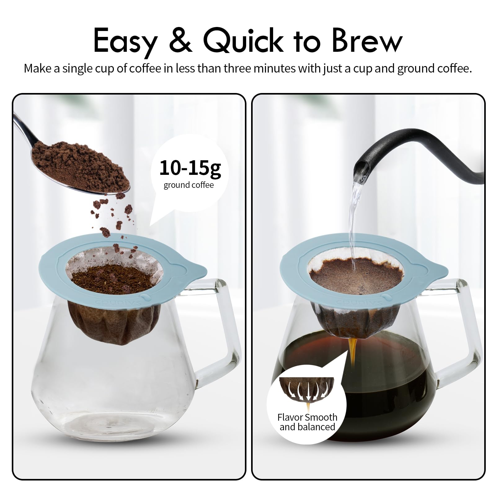 CPUNIVS Portable Pour Over Coffee Dripper Reusable Coffee Filter Pour Over Coffee Maker for Camping Coffee, Travel Coffee Maker (50, blue)
