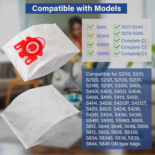 14 Packs 3D Airclean Bags Replacement for Miele FJM Vacuum Cleaner Bags,Compact C1, Compact C2, Complete C1, S241, S290, S300i, S500, S700, S4, S6 Series, Replaces Part 10123220