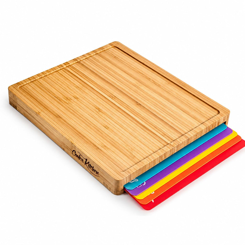Bamboo Cutting Board Set with 6 Mats, Wood Cutting Boards for Kitchen