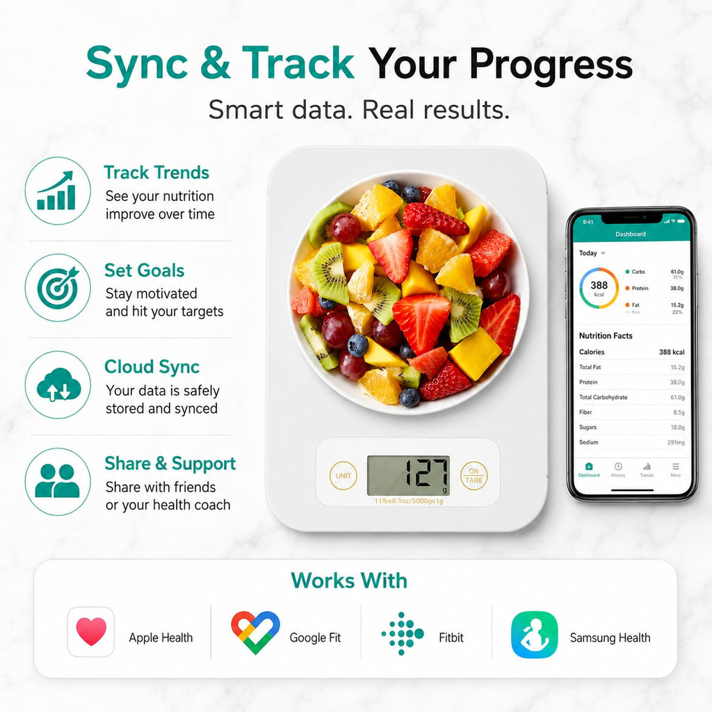 URAMAZ Smart Food Scale with Nutritional Calculator, Digital Kitchen Scale with Bluetooth App for Weight Loss, Food Weight Scale for Diet, Keto, Macro, Calories Counting, Tracking, 11lb