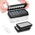 0.8“ Ice Cube Tray with Lid and Bin, PHINOX 56 Cubes Ice Trays for Freezer, Ice Cube Trays for Freezer with 2 trays, Container, Lid & Ice Scoop, BPA Free, Black(28Cubes/Tier)