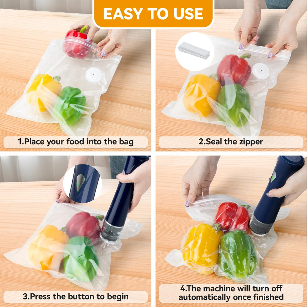 GPUTEK 3-in-1 Compact Vacuum Sealer for Food with Bags & Mason Jar Kit