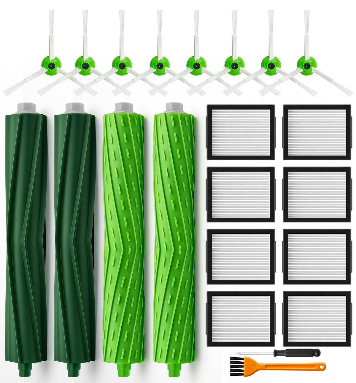Bluevisk 22 Replacement Parts for iRobot Roomba i7 i7+ i2 i3 i3+ i4 i4+ i6 i6+ i8 i8+ J7 J7+ J9 E5 E6 E7 I,E & J Series Vacuum Cleaner,8 HEPA 8 Side Brushes 4 Rubber Roller Brush,1 Clean Brush