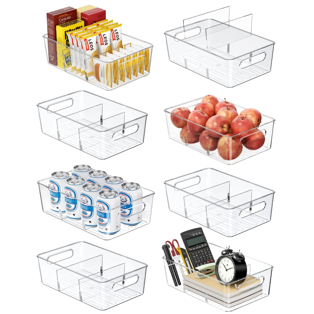 Mpotmiy 6-Pack Pantry Organizers and Storage, Clear Fridge Organizer Bins