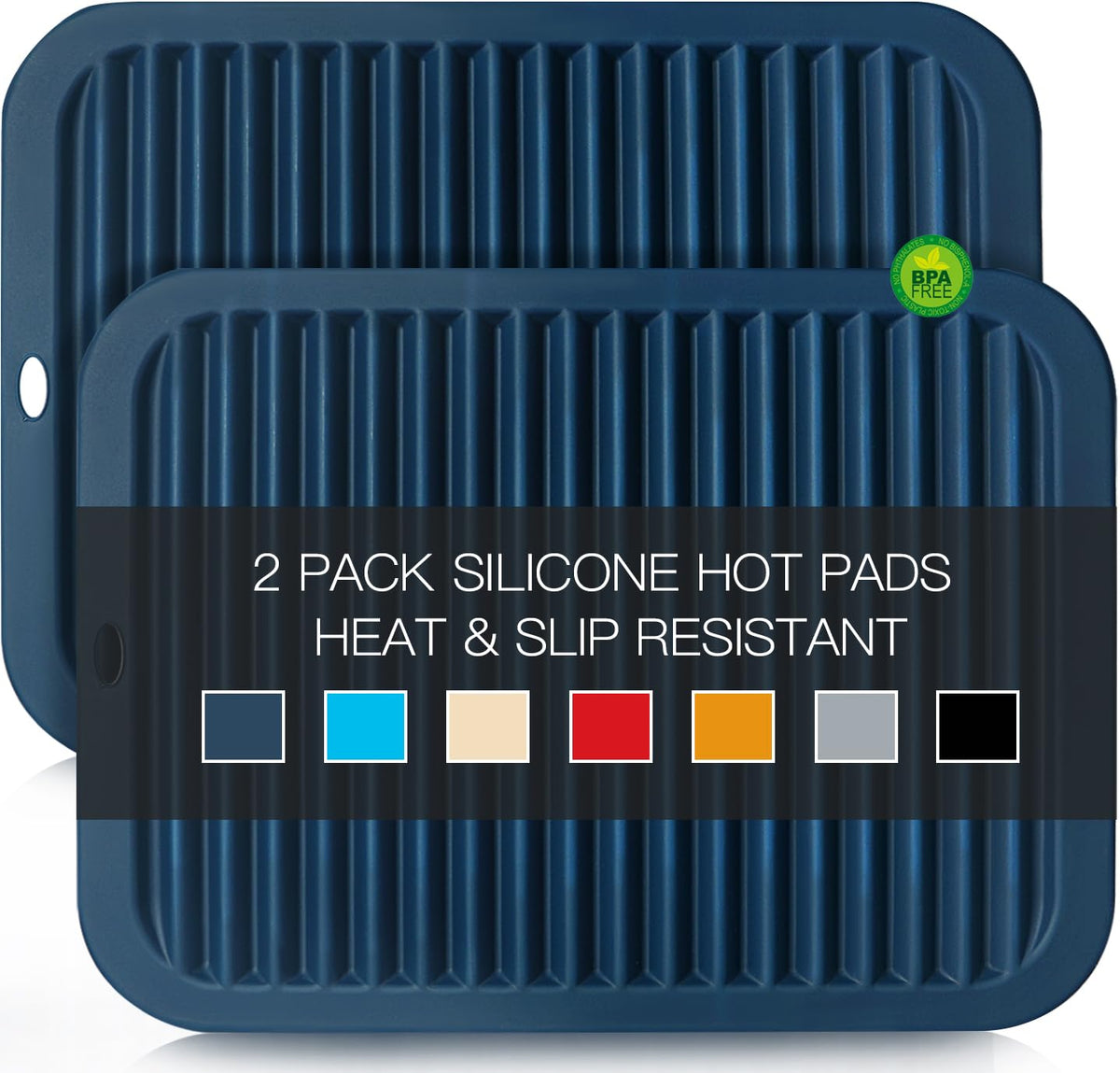 Silicone Trivets for Hot Pots and Pans, 3 Pack Heat Resistant Pot Holders for kitchen Large Silicone Trivet Mat for Hot Dishes, Black Hot Pads for Kitchen Counter, Hot Mats Spoon Rest, 9 * 12 Inches