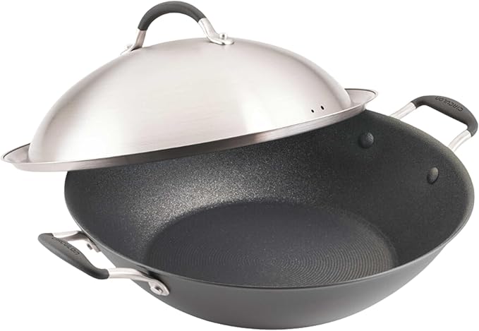 Circulon A1 Series w/ScratchDefense Nonstick Induction Wok with Lid, 14-Inch, Wok Pan with Lid, Graphite