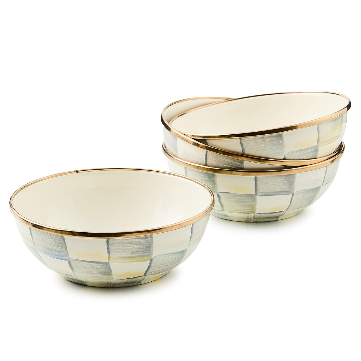 MACKENZIE-CHILDS Everyday Bowl, Extra Small, Black-and-White Courtly Check