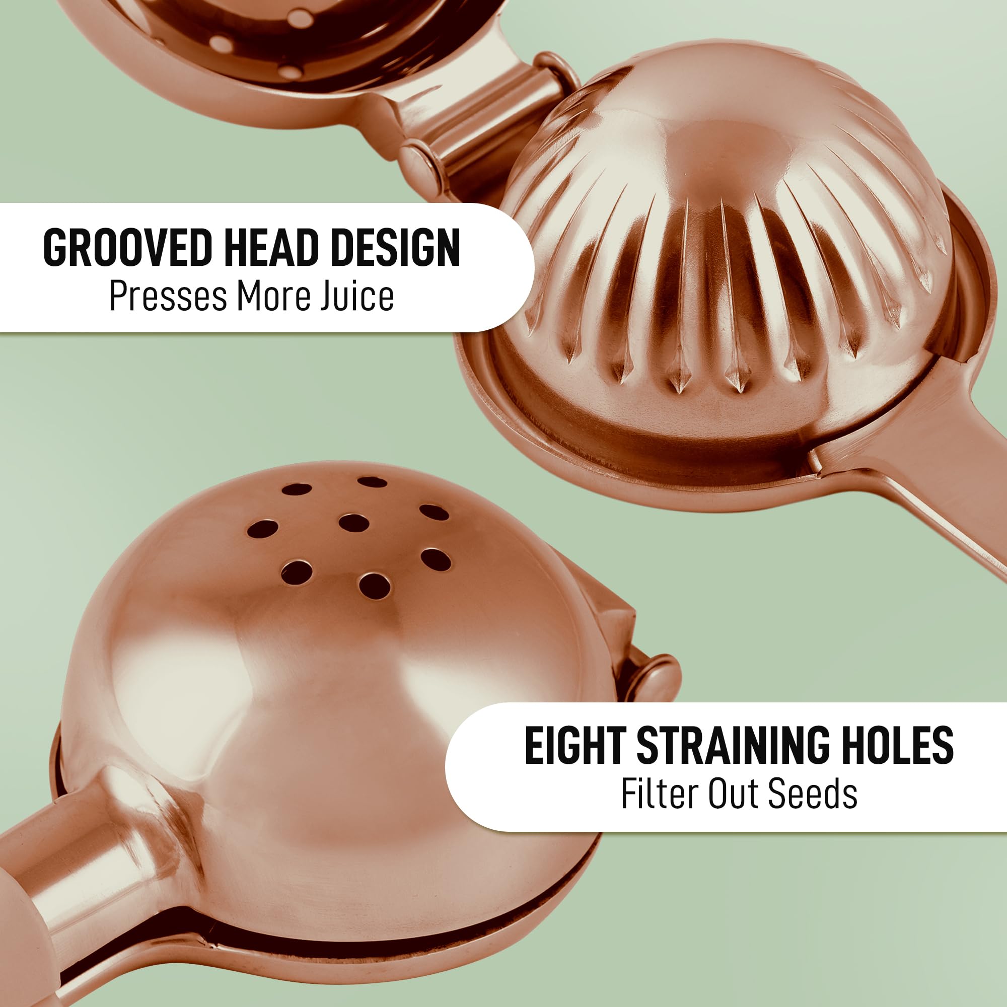 Zulay Kitchen Lemon Squeezer Stainless Steel - Premium Quality, Heavy Duty Solid Metal Squeezer Bowl - Large Manual Citrus Press Juicer and Lime Squeezer Stainless Steel - Rose Gold