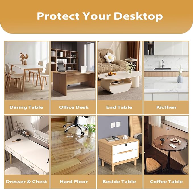Clear Table Protector 42 x 84 Inch, 1.9mm Thick Waterproof PVC Plastic Table Cover, Durable Table Pad for Dining Room, Kitchen, Writing Desk, and Coffee Tables