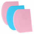 SURDOCA Dough Scraper Bench Scraper - 3P 8.3x5.5" Plastic Flexible Bowl Scraper, Sharp Edge & Angles Cake Scraper. Non-Slip Bakeware Decorating Tools Sculpting & Modeling Tools - Pink+Blue+Pink