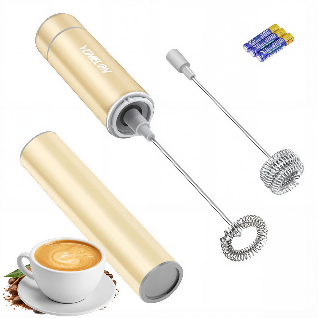 Electric Milk Frother Handheld,Travel Coffee Drink Mixer Batteries Included, 304 Stainless Steel Whisk for latte Cappuccino,Bulletproof Coffee Hot Chocolate,Egg White