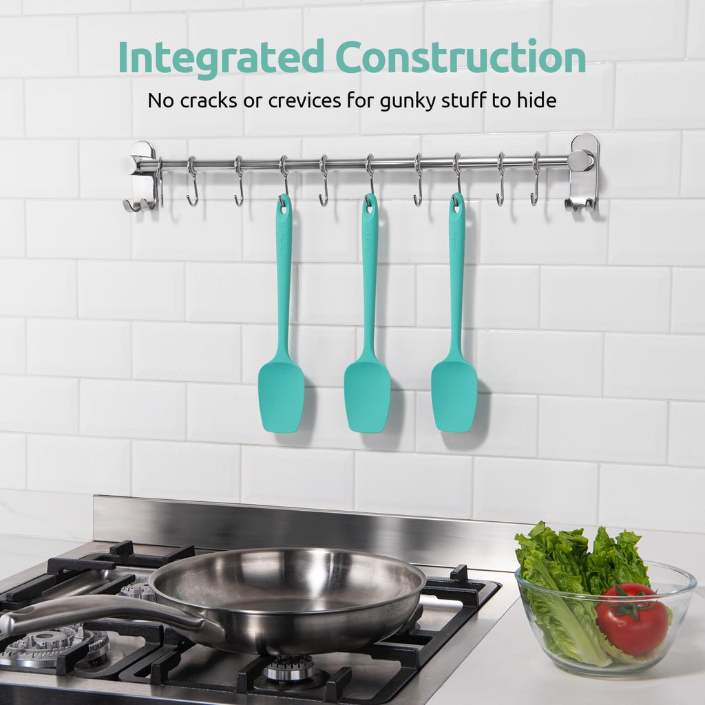 U-Taste Silicone Spoon Spatula Set of 3, 600°F High Heat Temp, Aqua Sky
