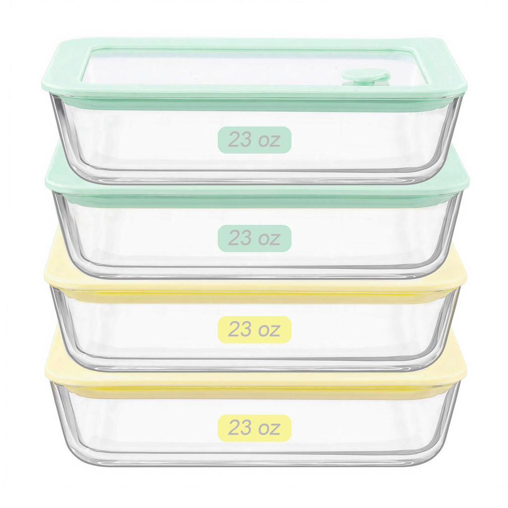 Urban Green Glass Food Container Set with Silicone Glass Lid, 3 Pack, Airtight, LeakProof, 100% Plastic Free, Meal Prep Food Storage Containers