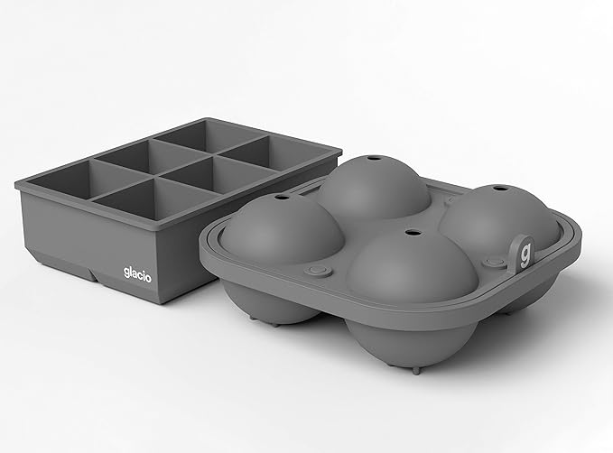 Ball Ice Cube Tray and Big Cube Molds for Whiskey, Slow Melting Set