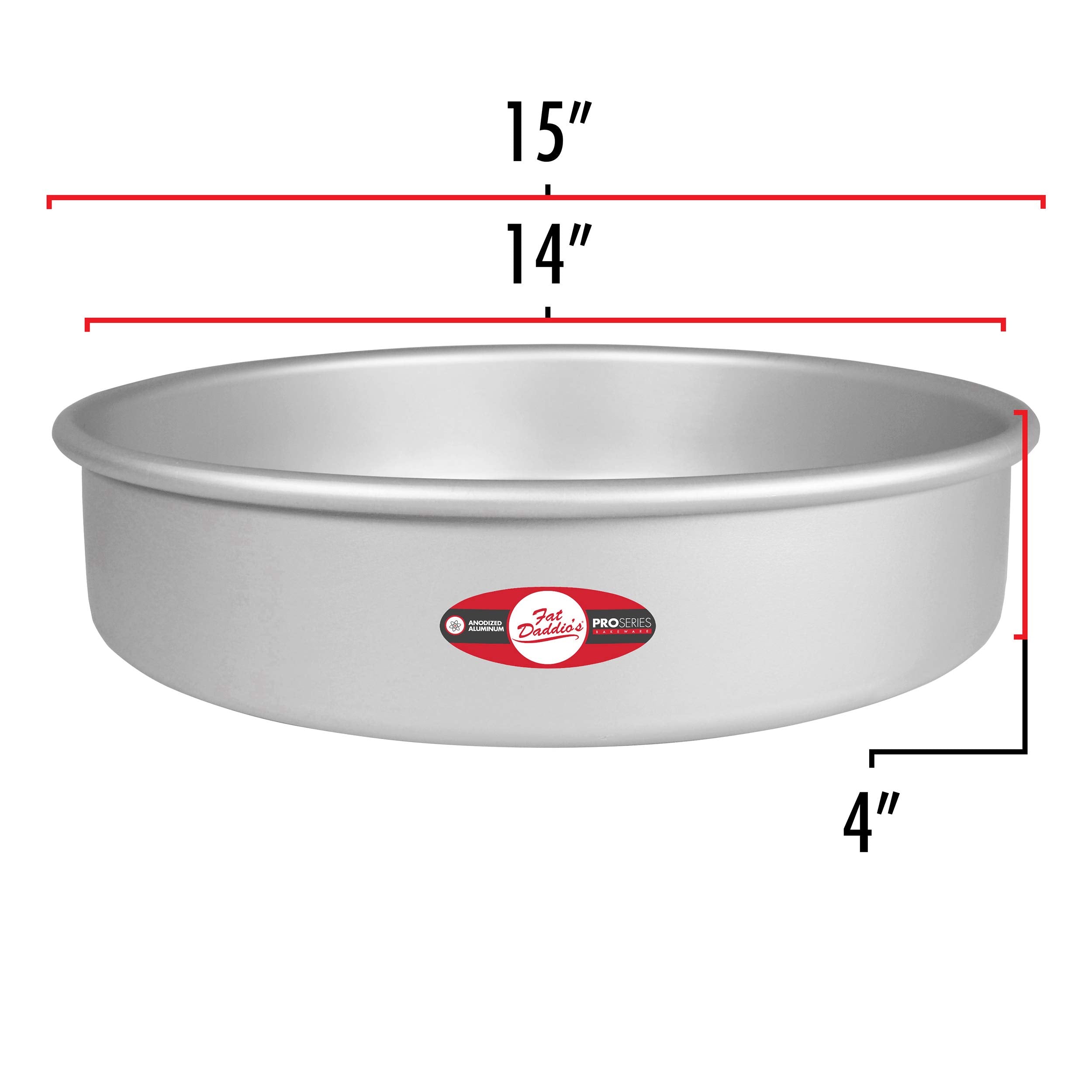 Fat Daddio's PRD-144 Round Cake Pan, 14 x 4 Inch, Silver