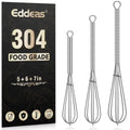 Eddeas Small Whisk Stainless Steel, Mini wire whisk 3 Pieces, 5in, 6in & 7in Tiny Whisks Perfect for Whisking, Beating, Mixing Sauces & Blending Ingredients.