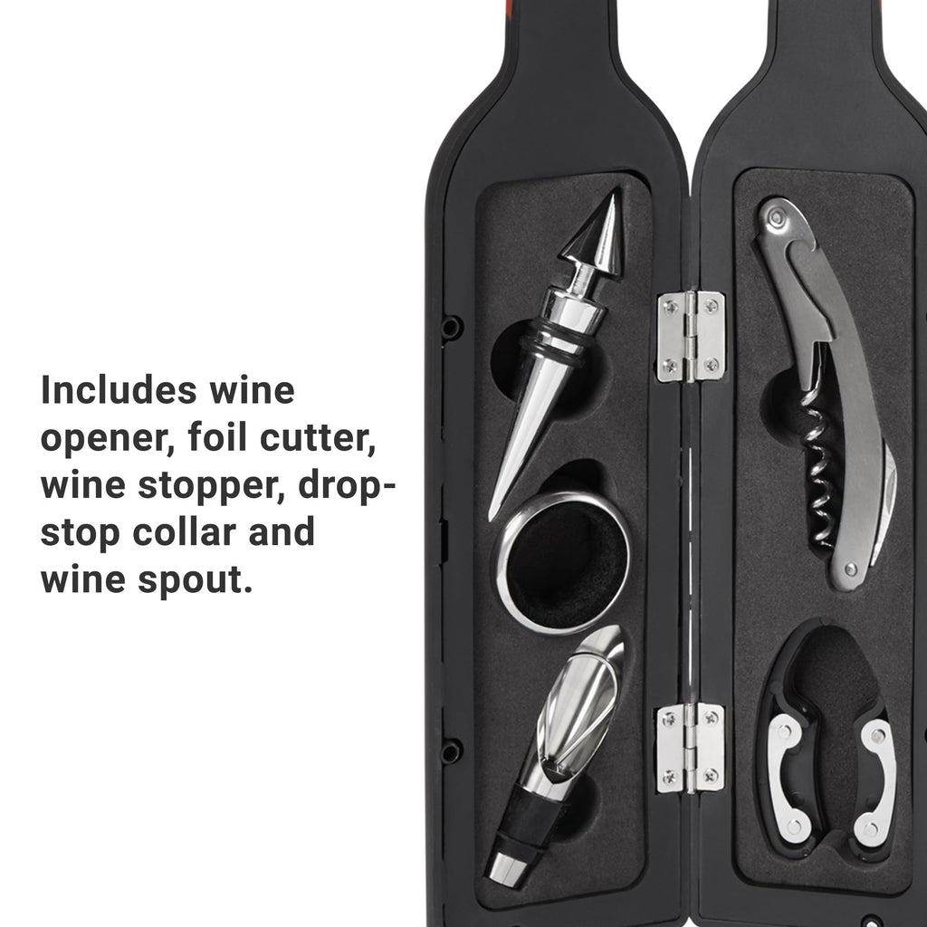 Let's Make Memories Personalized Photo 5-Piece Wine Tool Set - Wine Bottle Opener - Red