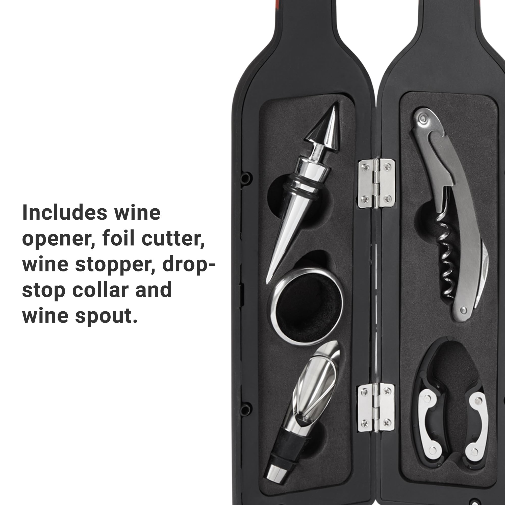 Let's Make Memories Personalized Photo 5-Piece Wine Tool Set - Wine Bottle Opener - Red