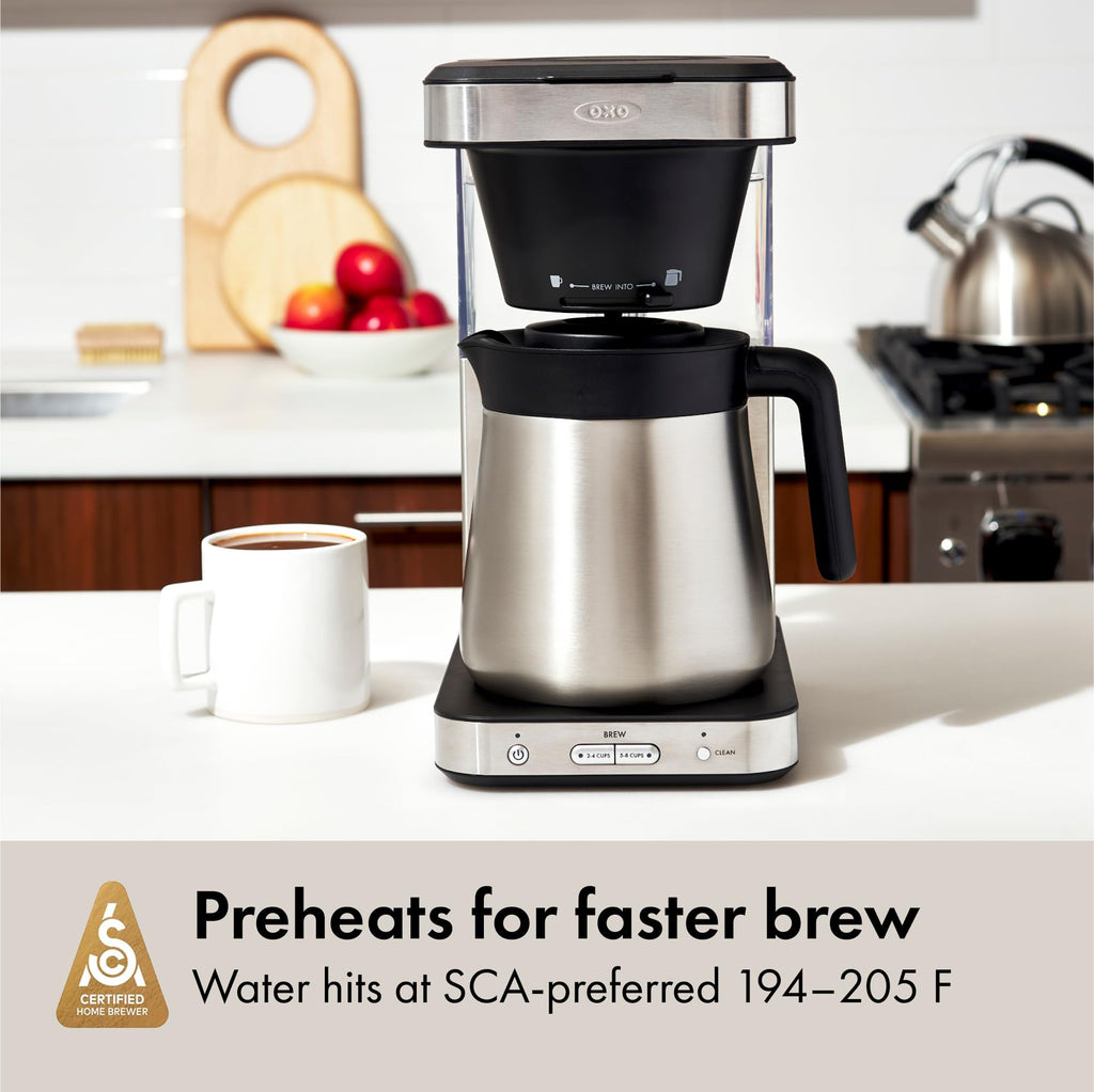OXO Brew 8-Cup Coffee Maker - Single-Serve, Thermal Carafe, Stainless Steel