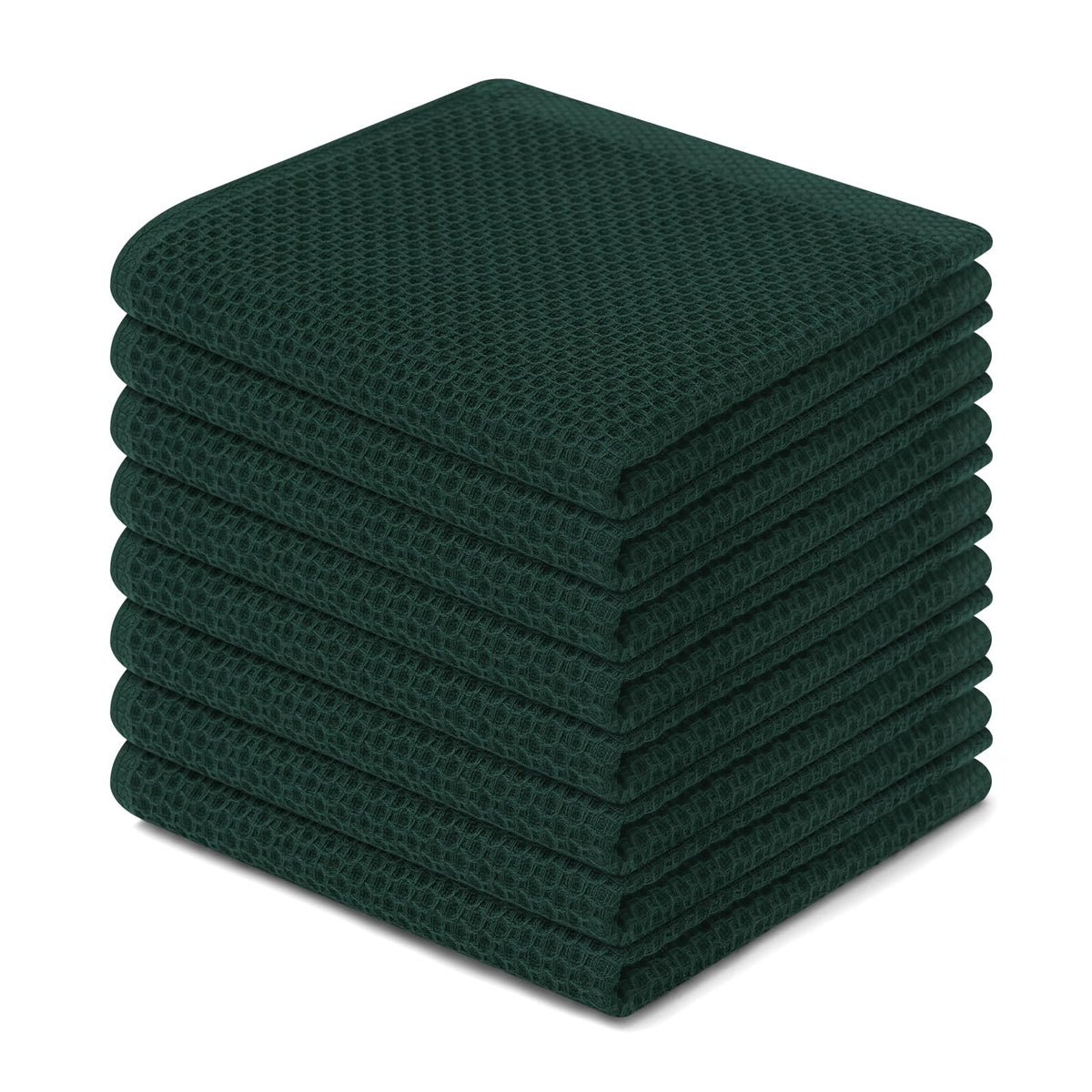 Homaxy 100% Cotton Waffle Weave Kitchen Dish Cloths 8-Pack, Black