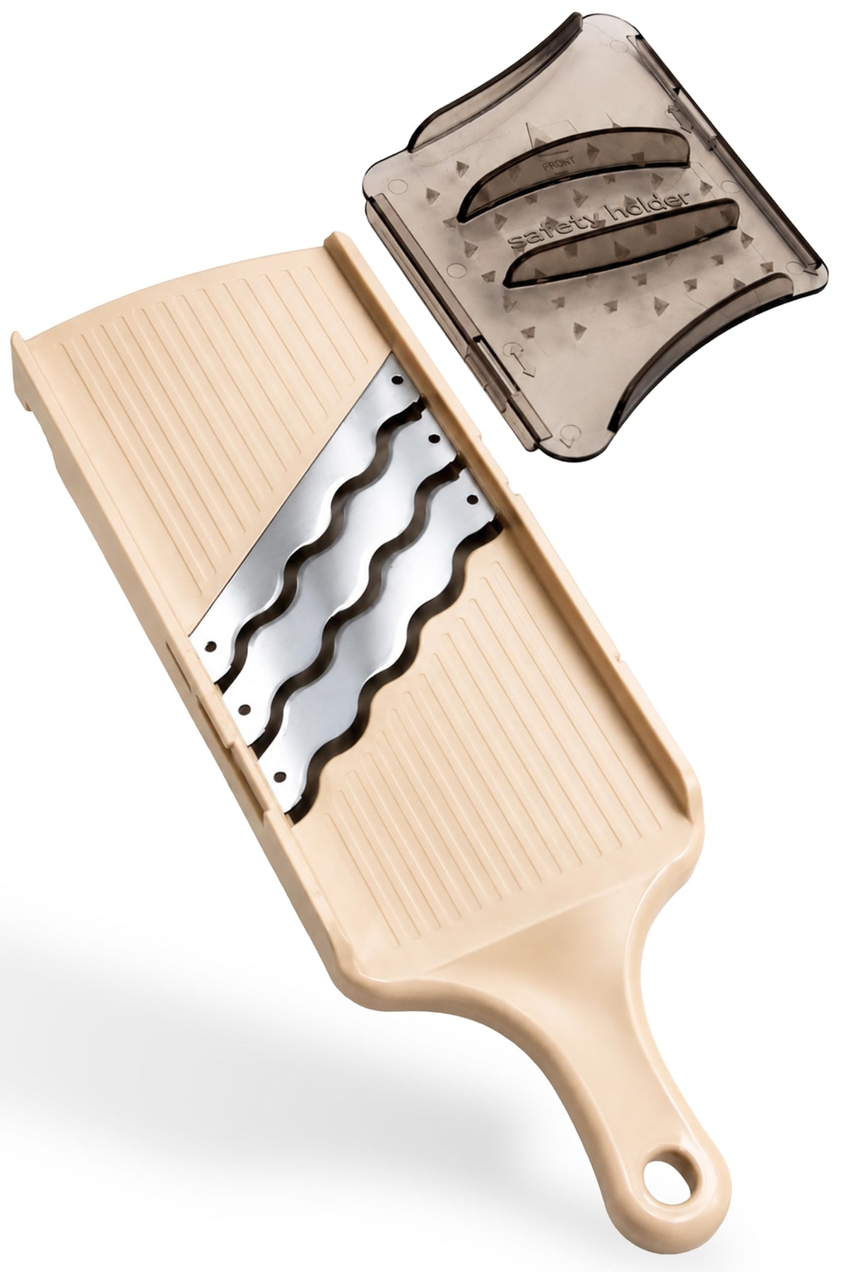 Arnest Japanese mandoline slicer Cabbage Shredder, 3-Blade Triple Wave Ultra-Thin Shredder for Tonkatsu-Style Slaw, Stainless Steel Wave Blades, Safety Holder, Easy-Rinse Clean, Made in Japan