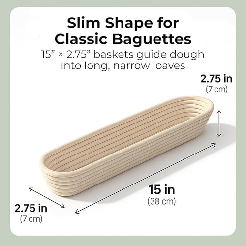 15 Inch Baguette Proofing Basket Set of 2 for Sourdough & French Bread